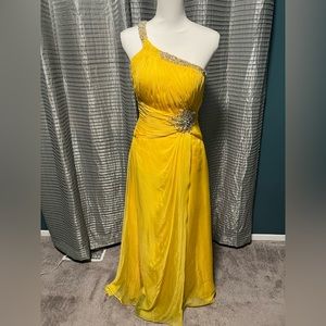 yellow gown